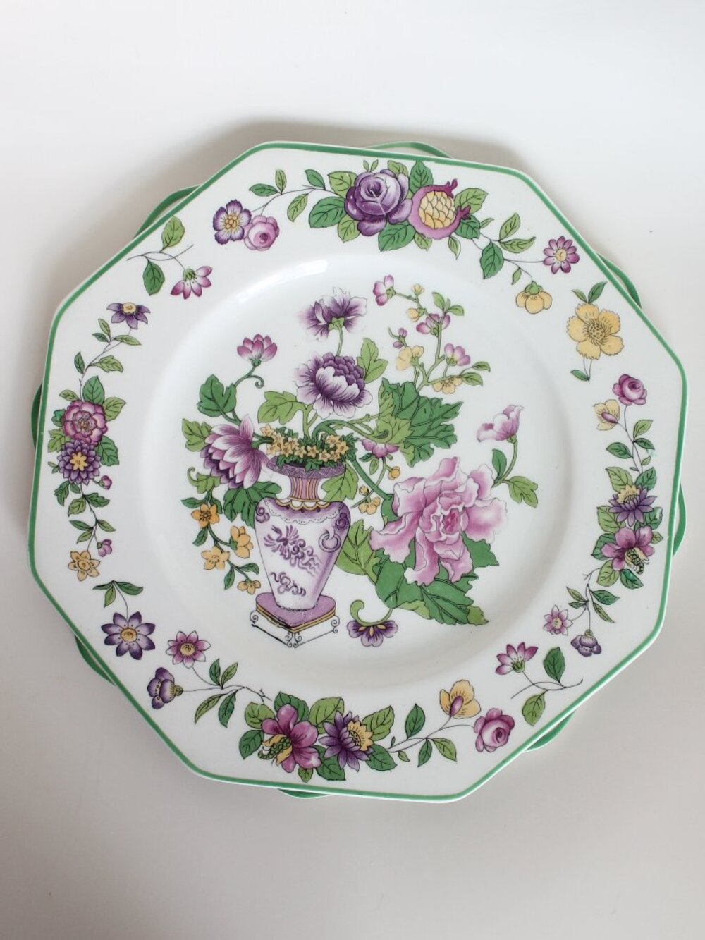 Vintage Pair of Wedgwood Octagonal Floral Earthenware Salad Plates (England)